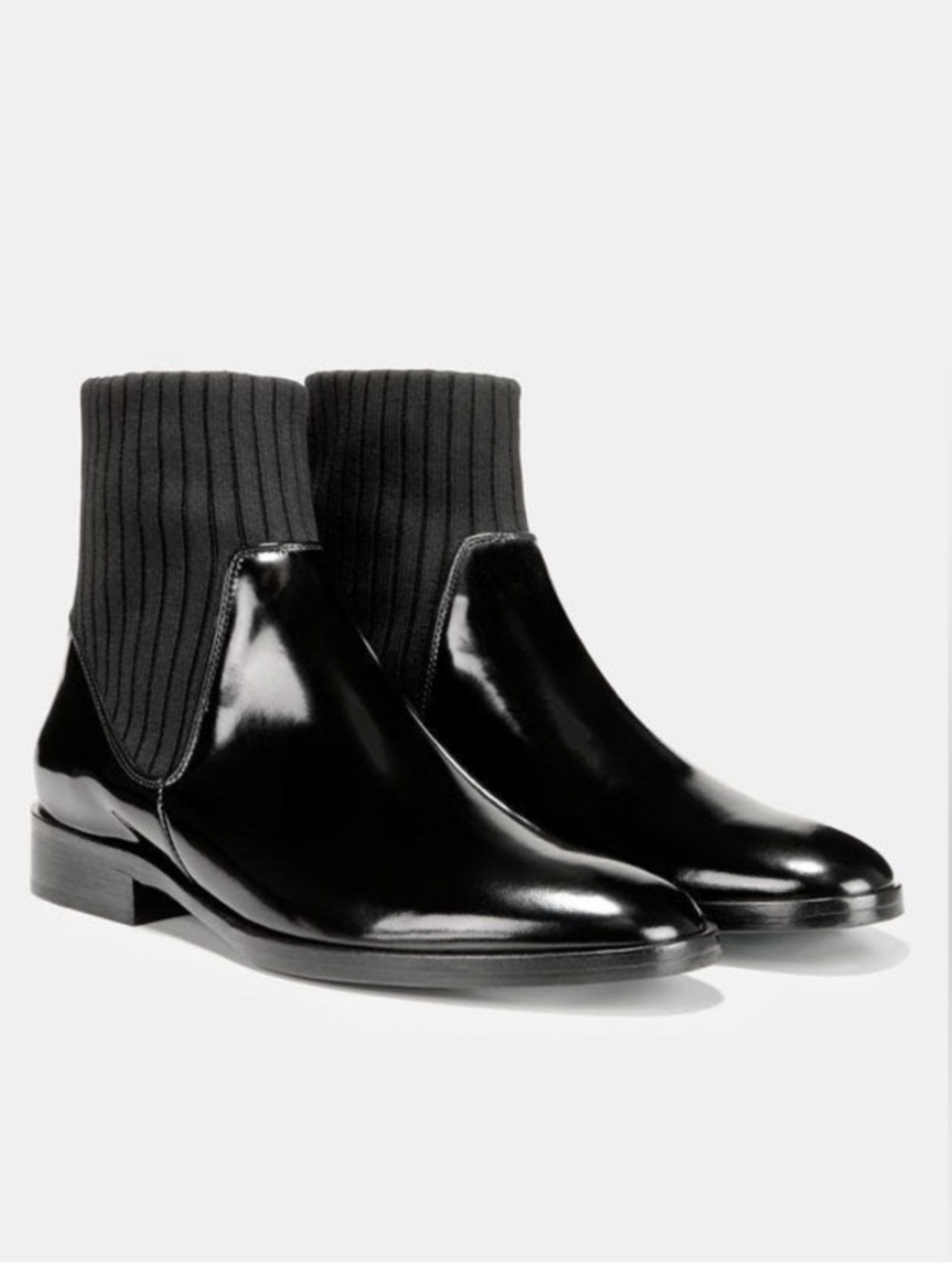Vince Perlow Black Patent Chelsea Sock Boots